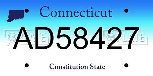 AD58427 Connecticut License Plate