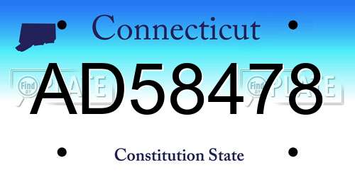 AD58478 Connecticut License Plate