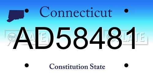 AD58481 Connecticut License Plate