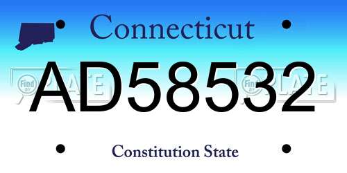 AD58532 Connecticut License Plate