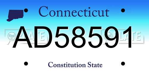 AD58591 Connecticut License Plate