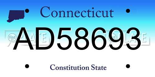 AD58693 Connecticut License Plate