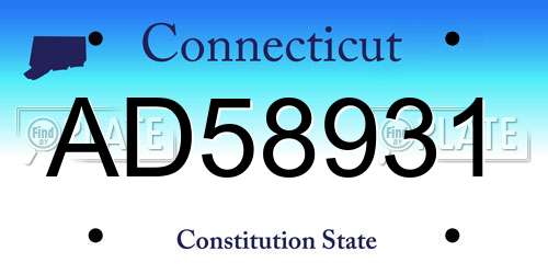 AD58931 Connecticut License Plate