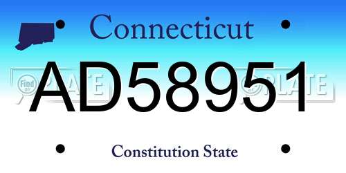 AD58951 Connecticut License Plate