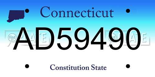 AD59490 Connecticut License Plate