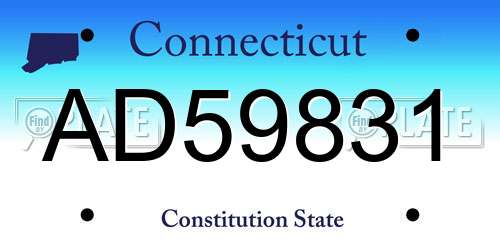 AD59831 Connecticut License Plate