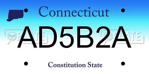 AD5B2A Connecticut License Plate