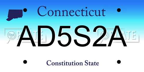 AD5S2A Connecticut License Plate