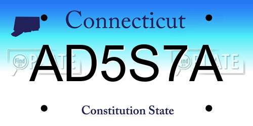 AD5S7A Connecticut License Plate