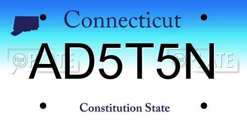 AD5T5N Connecticut License Plate