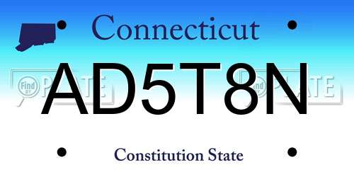 AD5T8N Connecticut License Plate