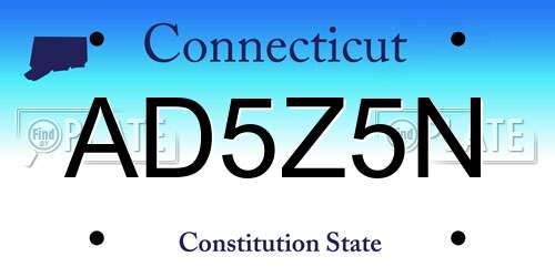 AD5Z5N Connecticut License Plate