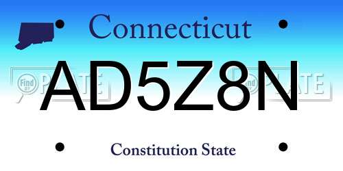AD5Z8N Connecticut License Plate