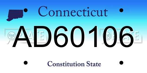 AD60106 Connecticut License Plate