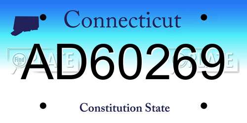 AD60269 Connecticut License Plate