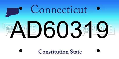 AD60319 Connecticut License Plate