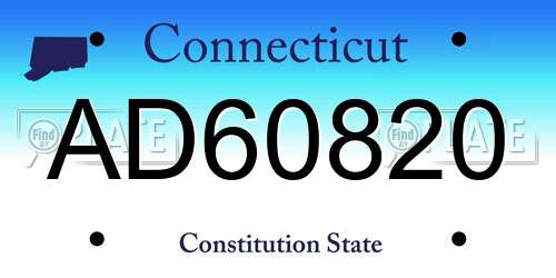 AD60820 Connecticut License Plate