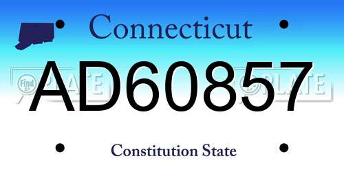 AD60857 Connecticut License Plate