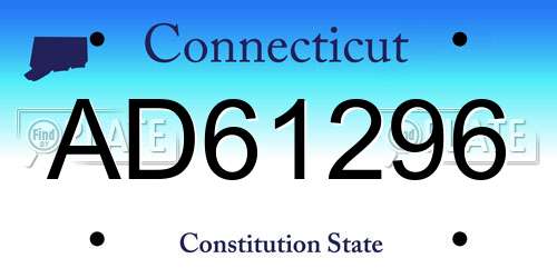 AD61296 Connecticut License Plate