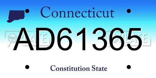 AD61365 Connecticut License Plate