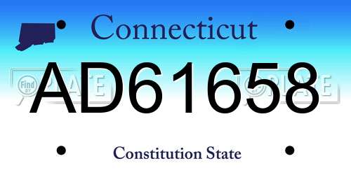 AD61658 Connecticut License Plate