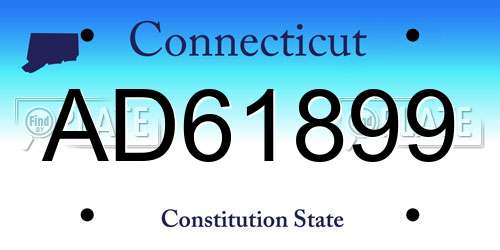 AD61899 Connecticut License Plate