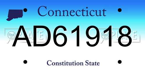 AD61918 Connecticut License Plate