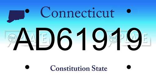 AD61919 Connecticut License Plate