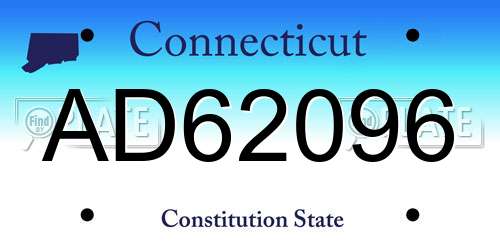 AD62096 Connecticut License Plate