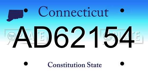 AD62154 Connecticut License Plate