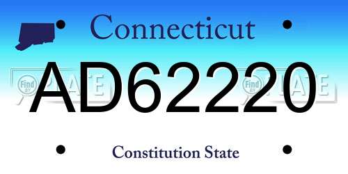 AD62220 Connecticut License Plate