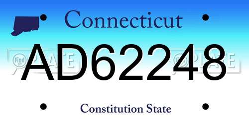 AD62248 Connecticut License Plate