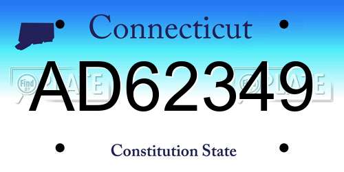 AD62349 Connecticut License Plate