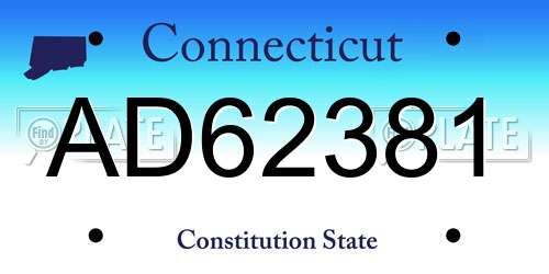 AD62381 Connecticut License Plate