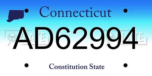AD62994 Connecticut License Plate
