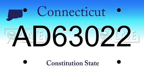 AD63022 Connecticut License Plate
