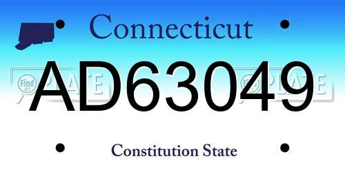 AD63049 Connecticut License Plate