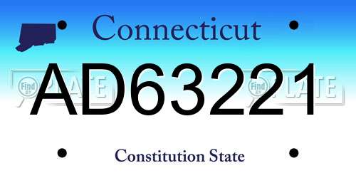 AD63221 Connecticut License Plate