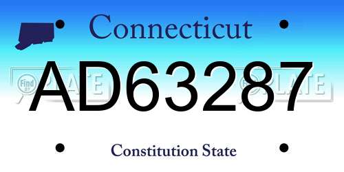 AD63287 Connecticut License Plate