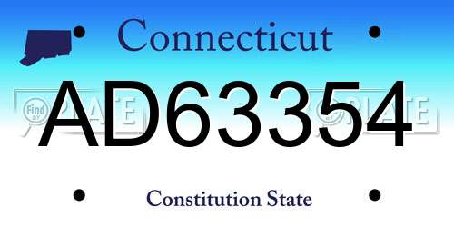 AD63354 Connecticut License Plate