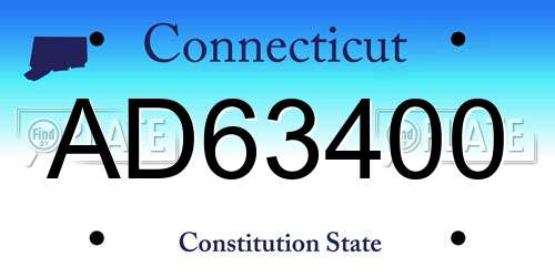 AD63400 Connecticut License Plate