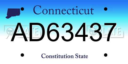 AD63437 Connecticut License Plate