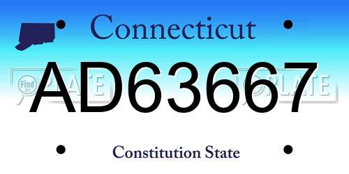 AD63667 Connecticut License Plate