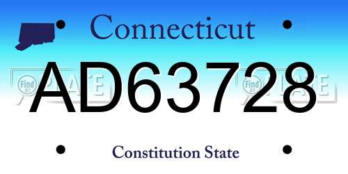 AD63728 Connecticut License Plate