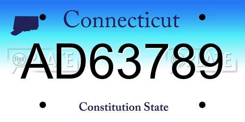 AD63789 Connecticut License Plate