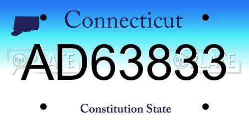 AD63833 Connecticut License Plate