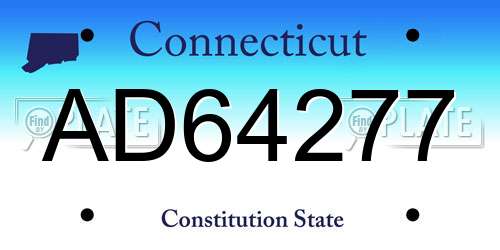 AD64277 Connecticut License Plate