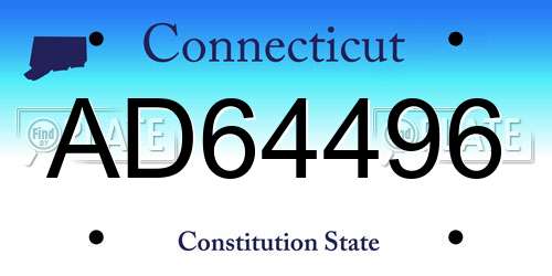 AD64496 Connecticut License Plate
