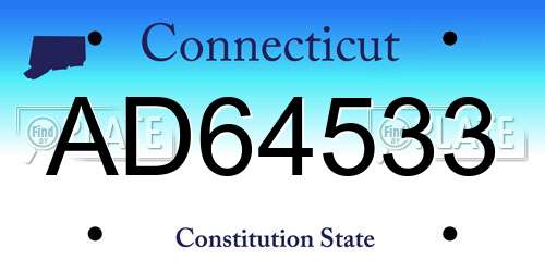 AD64533 Connecticut License Plate