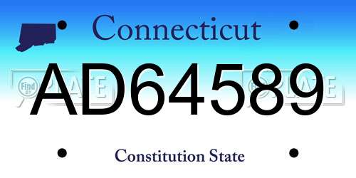 AD64589 Connecticut License Plate